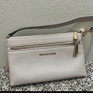 Michael Kors Cream Wristlet with Gold Accents